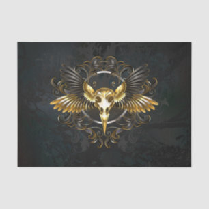 Golden Bird Skull on Black background Tissue Paper