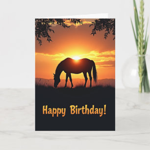 Golden Birthday Horse Sunset Card