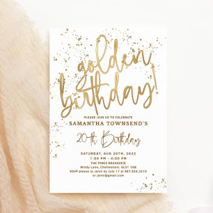 Golden Birthday Invite All White Gold Ladies Lucky