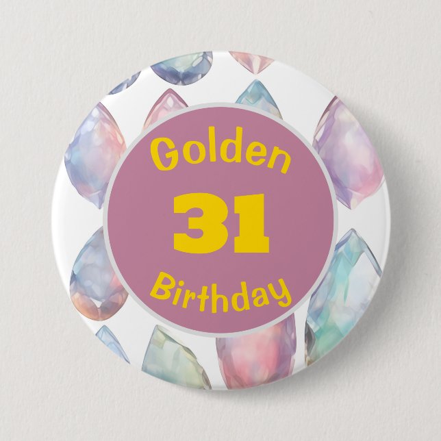 Golden Birthday October Birthstone Custom Button (Front)