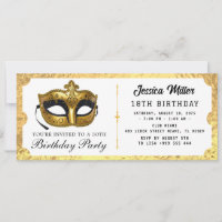 Golden birthday Party Ticket Invitation