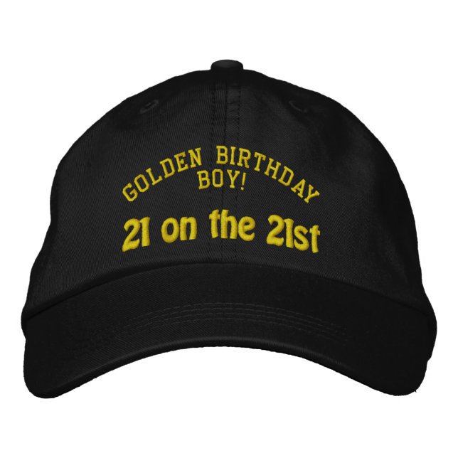 Golden Birthday Personalised Embroidered Hat (Front)