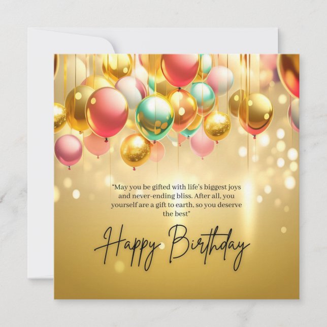 Golden Birthday Wishes Invitation (Front)
