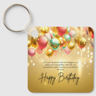 Golden Birthday Wishes Key Ring