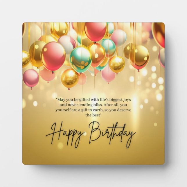 Golden Birthday Wishes Plaque (Front)