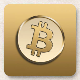 Golden Bitcoin Hard plastic coaster