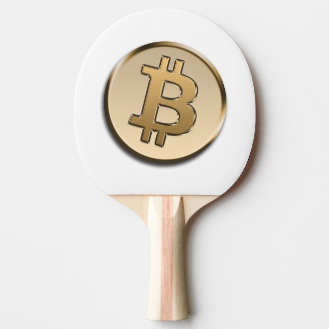 Golden Bitcoin Ping Pong Paddle (Front)