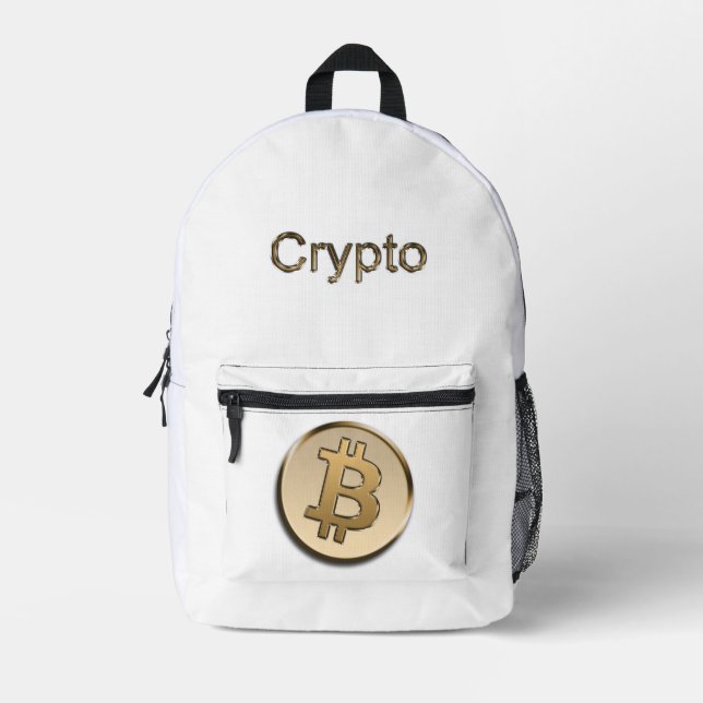 Golden Bitcoin Printed Backpack (Front)