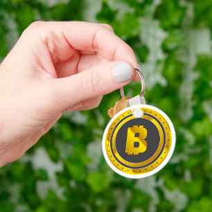 Golden Bitcoin Symbol Digital Currency Key Ring