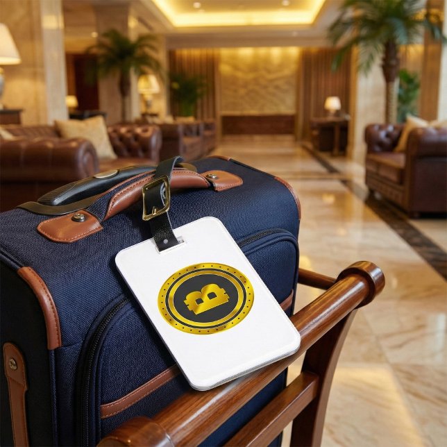Golden Bitcoin Symbol Digital Currency Luggage Tag (Creator Uploaded)