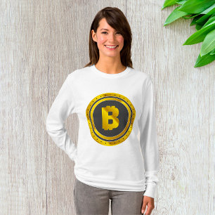 Golden Bitcoin Symbol Digital Currency T-Shirt