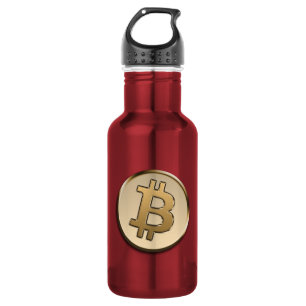 Golden Bitcoin Water Bottle - RED