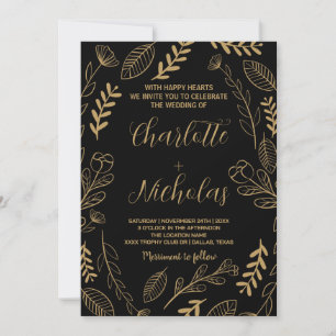 Golden Black Art Wedding Invitations