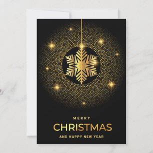 Golden Black Christmas Ornament Corporate Greeting Holiday Card