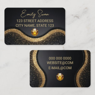 Golden Black elegant Business Card with Diamond