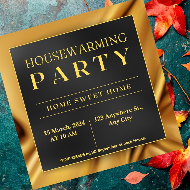 Golden Black Housewarming Party Invitation (Creator Uploaded)