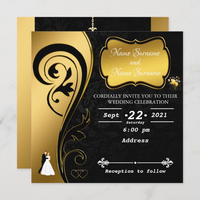 Golden black invitation (Front/Back)