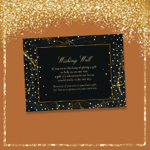 Golden Black Marble Wishing Well Wedding Enclosure Card
