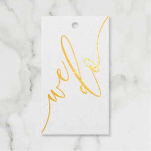 Golden Black Minimalist Modern Wedding Invite Gift Tags