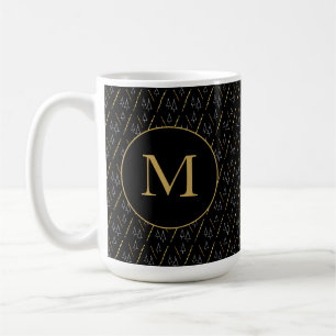 Golden Black Modern Monogram Coffee Mug