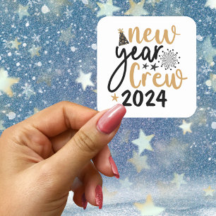 Golden & Black New Year Crew (customized year)  Square Sticker