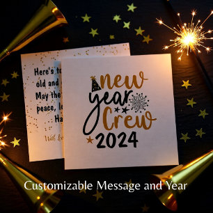 Golden & Black New Year Crew personalized card