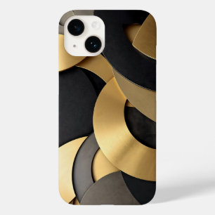 Golden & Black Overlapping Geometric Abstract Case-Mate iPhone 14 Case