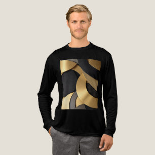 Golden & Black Overlapping Geometric Abstract Tri-Blend Shirt