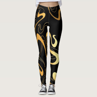 Golden Black Pattern Leggings