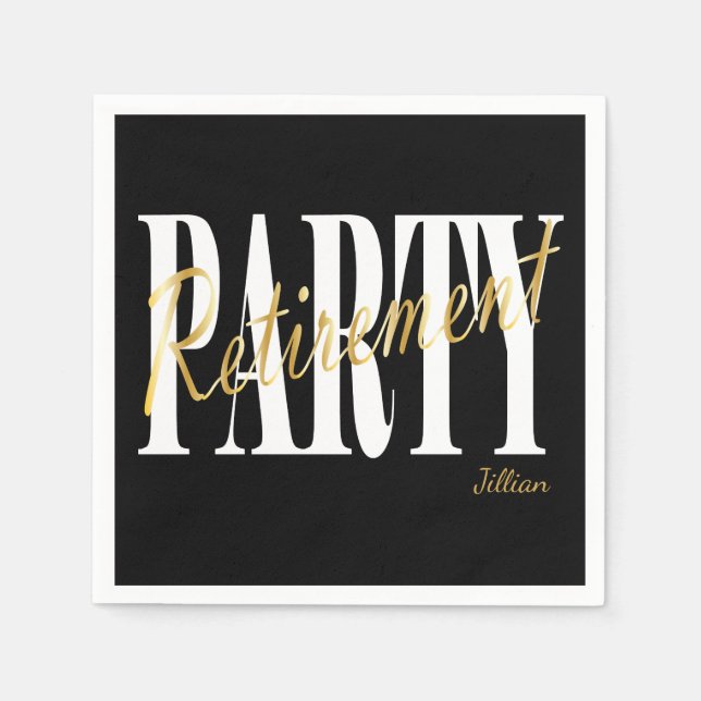 Golden & Black Retirement Party, Custom Napkins