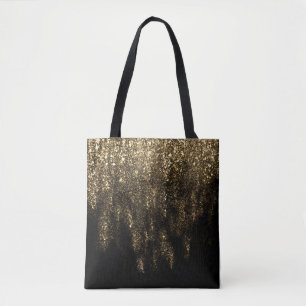 Golden Black Shiny Tote Bag