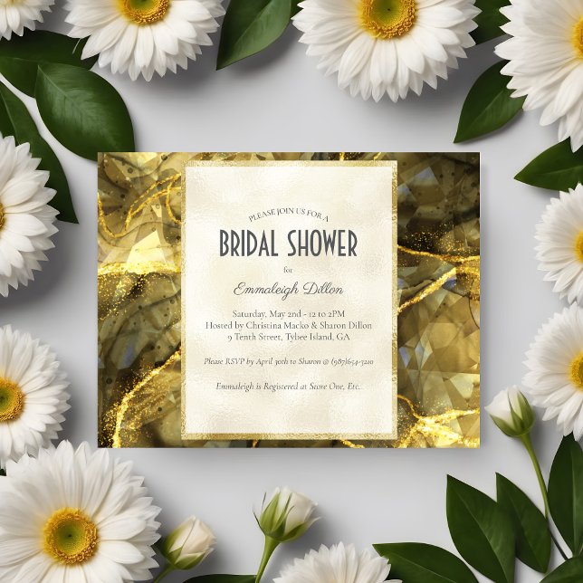 Golden Black Topaz Gemstone Bridal Shower Invitation (Creator Uploaded)