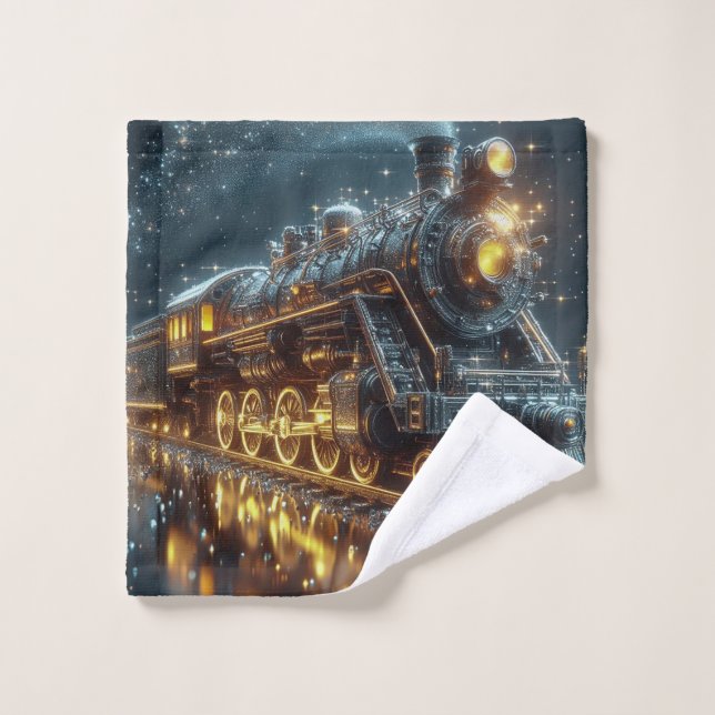 Golden & Black treen Modern Abstract  Wash Cloth (Wash Cloth)