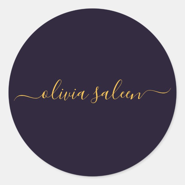 Golden blackish personalised  classic round sticker (Front)