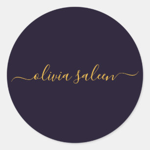 Golden blackish personalized  classic round sticker