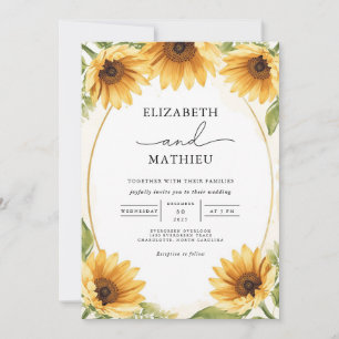 Golden Bloom Arch Floral Wedding Invitation