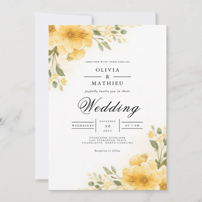 Golden Bloom Archway Wedding Invitation (Front)