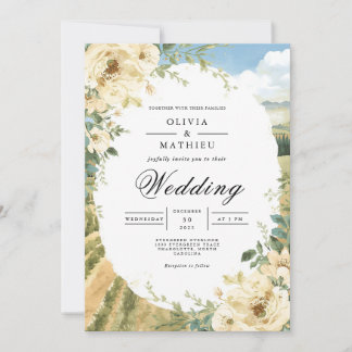 Golden Bloom Botanical Romance Wedding Invitation