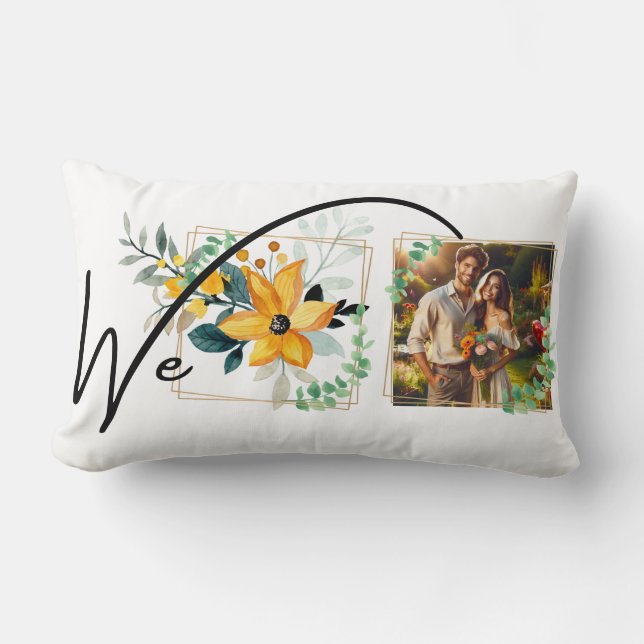 Golden Bloom Custom Couple Lumbar Lumbar Cushion (Front)