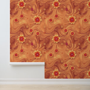 Golden Bloom: Ethereal Floral Swirls Wallpaper