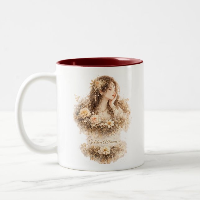 Golden Bloom Floral Mug (Left)