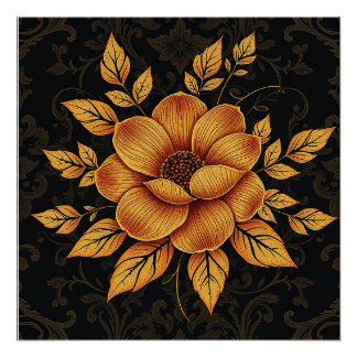Golden Bloom Floral Poster