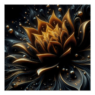 Golden Bloom in the Depths of Twilight Poster