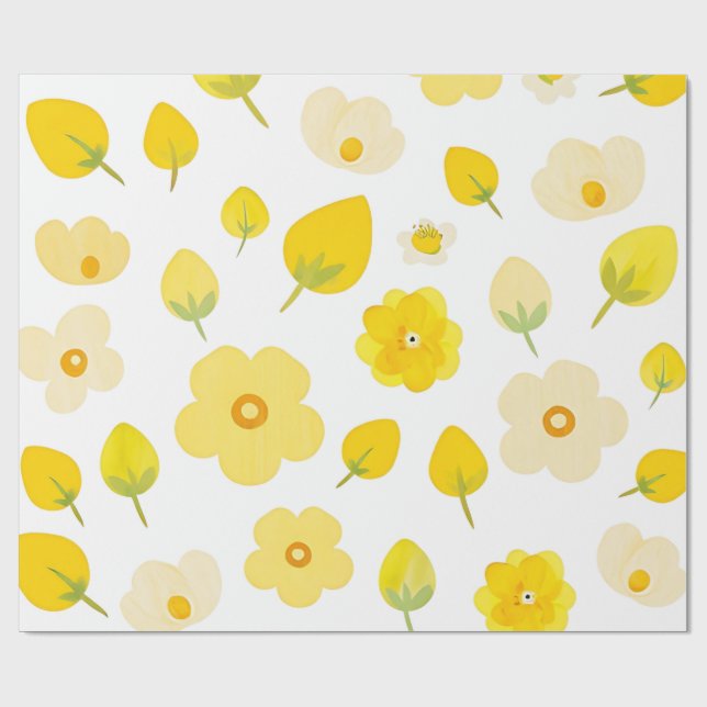 Golden Bloom Luxe Wallpaper Wrapping Paper (Flat)