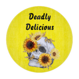 GOLDEN BLOOM SKULL CUTTING BOARD