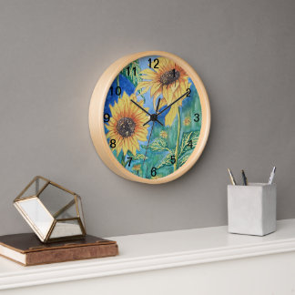 Golden Bloom Timepiece Clock