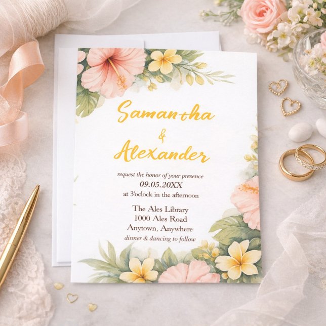 Golden Bloom Tropical Daydream Wedding  Invitation (Creator Uploaded)