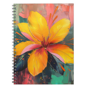 Golden Bloom – Vibrant Abstract Floral Expression Notebook