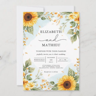 Golden Bloom Whimsical Wedding Invitation