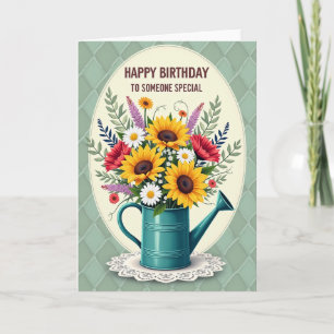 Golden Blooms Birthday Card